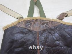 Vintage 1940s WWII Bomber Crew B-1 USAAF Flight Pants Trousers Leather Sheepskin