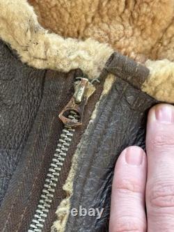 Vintage 1940s WWII US ARMY AIR FORCES TYPE B-1 SHEARLING LINED LEATHER BIB PANTS