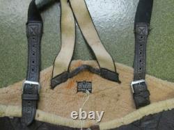 Vintage 1940s WWII US ARMY AIR FORCES TYPE B-1 SHEARLING LINED LEATHER BIB PANTS