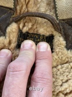Vintage 1940s WWII US ARMY AIR FORCES TYPE B-1 SHEARLING LINED LEATHER BIB PANTS