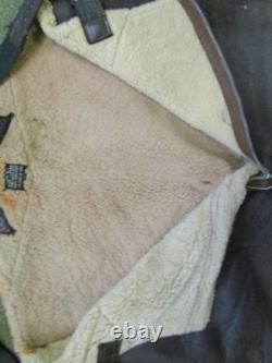 Vintage 1940s WWII US ARMY AIR FORCES TYPE B-1 SHEARLING LINED LEATHER BIB PANTS