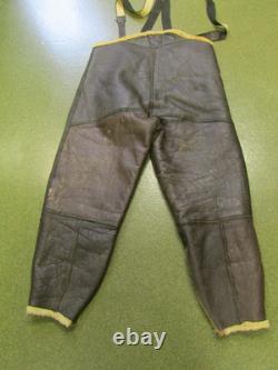 Vintage 1940s WWII US ARMY AIR FORCES TYPE B-1 SHEARLING LINED LEATHER BIB PANTS