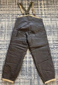 Vintage 1940s WWII US ARMY AIR FORCES TYPE B-1 SHEARLING LINED LEATHER BIB PANTS