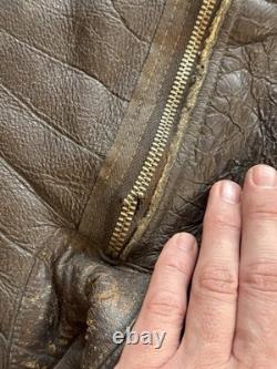 Vintage 1940s WWII US ARMY AIR FORCES TYPE B-1 SHEARLING LINED LEATHER BIB PANTS