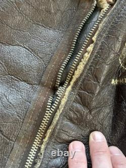 Vintage 1940s WWII US ARMY AIR FORCES TYPE B-1 SHEARLING LINED LEATHER BIB PANTS