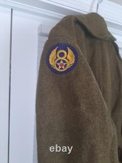 Vintage 1942 WW2 US USAAF 8th Army Air Force Wool Coat, Pants & Cap- LOOK