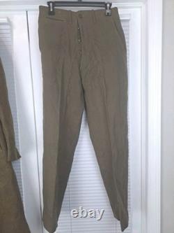 Vintage 1942 WW2 US USAAF 8th Army Air Force Wool Coat, Pants & Cap- LOOK
