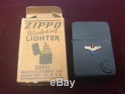 Vintage 1942 Zippo WWII Black Crackle 4bbl hinge 14 hole insert (Army Air Corps)