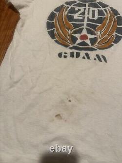 Vintage 40s 1940s WWII Air Force Army AAF USAF T-shirt Hand Painted Guam Base