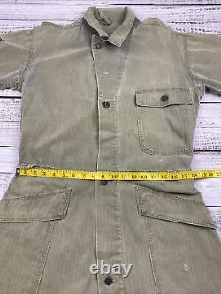 Vintage 40s 30s WWII Herringbone Patch Twill Army Military Air Force Flight Suit