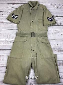 Vintage 40s 30s WWII Herringbone Patch Twill Army Military Air Force Flight Suit
