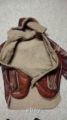 Vintage 40s WWII Army Air Force Military Parka Jacket Brown Hooded