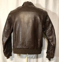 Vintage A2 Style WWII Leather Army Air Forces Bomber Jacket Sz40 Crown Zipper