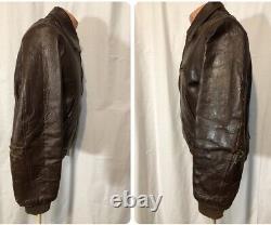 Vintage A2 Style WWII Leather Army Air Forces Bomber Jacket Sz40 Crown Zipper