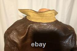 Vintage A2 Style WWII Leather Army Air Forces Bomber Jacket Sz40 Crown Zipper