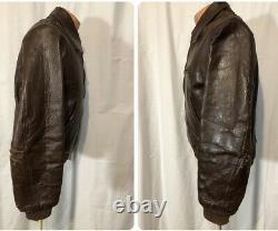 Vintage A2 US AAF WWII Leather Army Air Forces Bomber Jacket Sz40 Crown Zipper