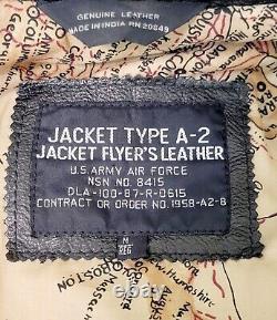 Vintage A2 US Army Air Force WWII Flyers Leather A-2 Bomber Pilot Jacket Men's M
