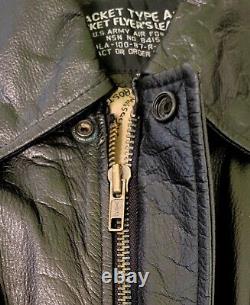 Vintage A2 US Army Air Force WWII Flyers Leather A-2 Bomber Pilot Jacket Men's M