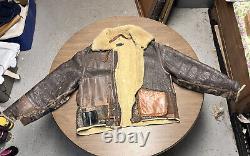 Vintage Army Air Force AAF WW2 D-1 Shearling Bomber Jacket Large Selby Shoe Co