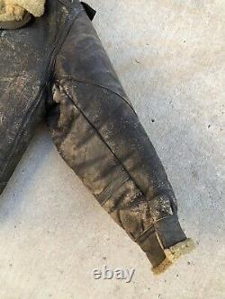 Vintage B3 Leather Flight Bomber Shearling Jacket US Army Air Force WW2 B-3