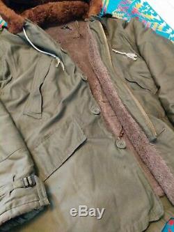 Vintage B-11 1943 Wwii Us Army Air Force Alpaca Lined Parka Jacket Size 42
