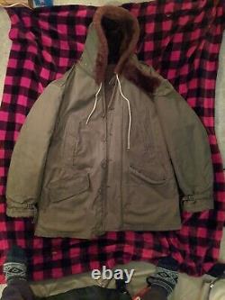 Vintage B-11 Air Force jacket Mouton hood Military Ww2 WWII US Army Air Force