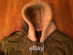 Vintage B-11 Air Force jacket Mouton hood Military Ww2 WWII US Army Air Force