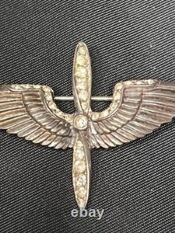 Vintage Crown Trifari 925 Sterling Silver WWII Army Air Corps Sweetheart