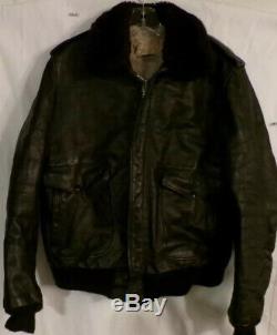 Vintage Flight Jacket Leather Us Military Sz 44 Schott Ny Mfg Ww 2 Army Air Corp