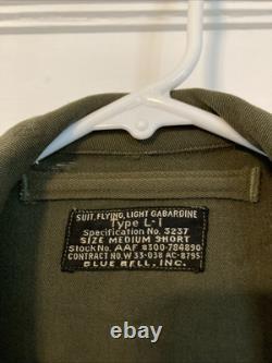 Vintage Flight Suit Gabardine M Short USAAF Army Air Force Type L-1 Blue Bell