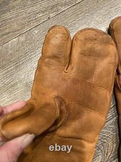 Vintage Large Dubow US ARMY AIR FORCE WWII PILOT BOMBER GUNNER LEATHER GLOVES