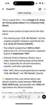 Vintage Leather Front US Army Air Forces USAAF Photo Album- 60 Pictures Included