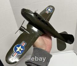 Vintage Marx P35 Army Air Force Fighter Pressed Steel Toy Airplane WWII WW2