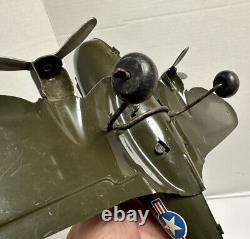 Vintage Marx P35 Army Air Force Fighter Pressed Steel Toy Airplane WWII WW2