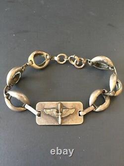 Vintage Sterling Silver WWII US ARMY Air Force Locket ID Bracelet- 7 1/4