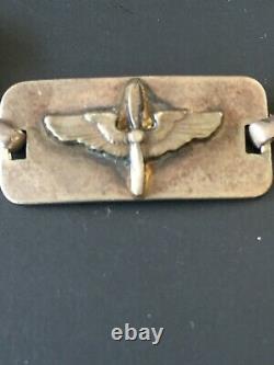 Vintage Sterling Silver WWII US ARMY Air Force Locket ID Bracelet- 7 1/4