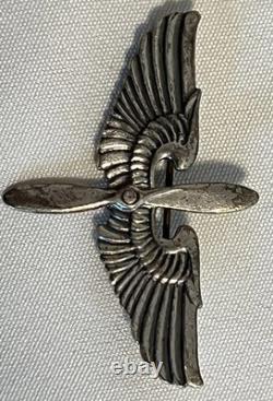 Vintage Sterling WWII Era Army Air Force Style Wing Propeller Brooch Pin