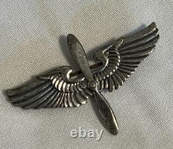 Vintage Sterling WWII Era Army Air Force Style Wing Propeller Brooch Pin