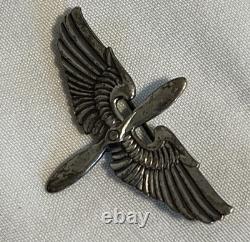 Vintage Sterling WWII Era Army Air Force Style Wing Propeller Brooch Pin