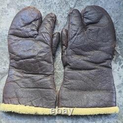 Vintage U. S. Army Air Force Leather Gunner Gloves Mitten A-9A Large WWII