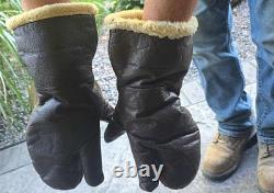Vintage U. S. Army Air Force Leather Gunner Gloves Mitten A-9A Large WWII