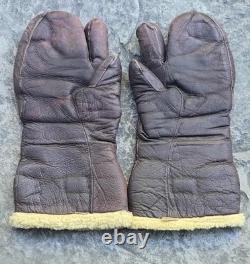 Vintage U. S. Army Air Force Leather Gunner Gloves Mitten A-9A Large WWII