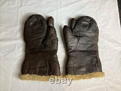 Vintage U. S. Army Air Force Leather Gunner Gloves Mitten A-9A Small WWII