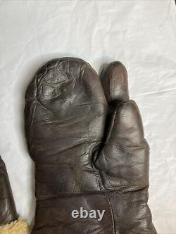 Vintage U. S. Army Air Force Leather Gunner Gloves Mitten A-9A Small WWII