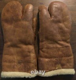 Vintage U. S. Army Air Force Leather Gunner Mittens A-9a Large Wwii Ww2 Usaf B-17