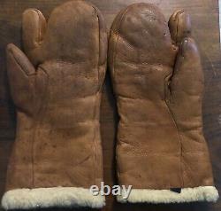 Vintage U. S. Army Air Force Leather Gunner Mittens A-9a Large Wwii Ww2 Usaf B-17