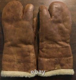 Vintage U. S. Army Air Force Leather Gunner Mittens A-9a Large Wwii Ww2 Usaf B-17