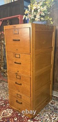 Vintage U. S. Army Air Force Oak Filing Cabinet Circa 1940s WWII Era