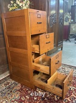 Vintage U. S. Army Air Force Oak Filing Cabinet Circa 1940s WWII Era