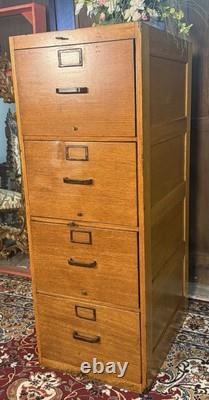 Vintage U. S. Army Air Force Oak Filing Cabinet Circa 1940s WWII Era
